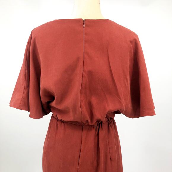 JULIA JORDAN Women's Twist Front Dress Size 14 Rust Orange Flutter Sleeve NWOT - Picture 10 of 13